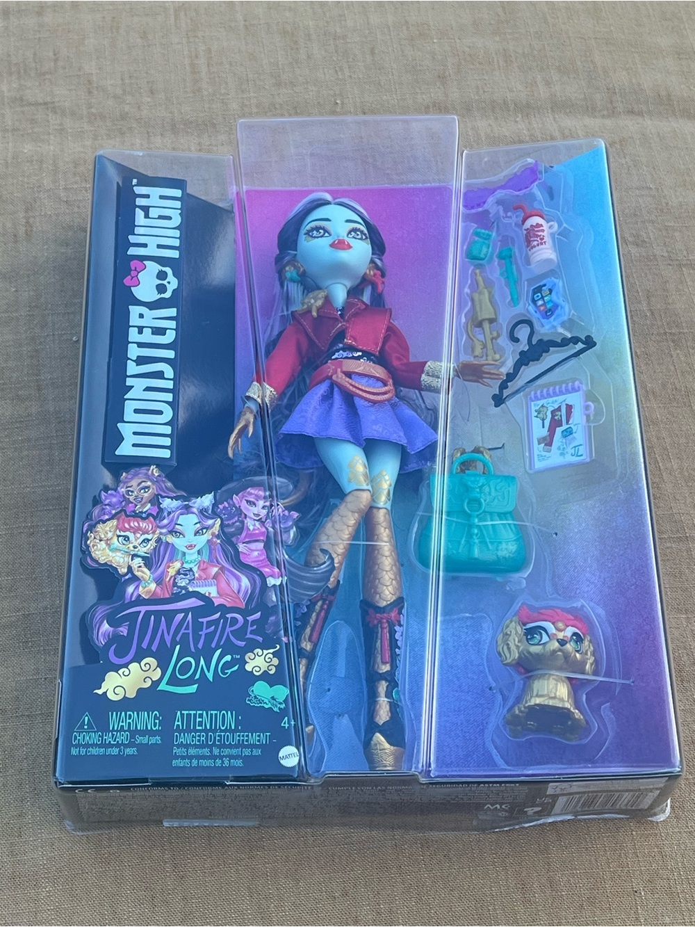 Mattel Monster High Jinafire Long Doll - Purple & Teal Generation 3 w/Pet Dog